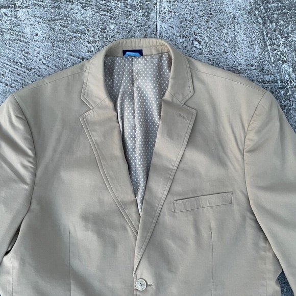 Made Cam Newton Men Blazer Beige Cotton Sport Coat Toe Button Jacket Size 42S - Picture 2 of 9